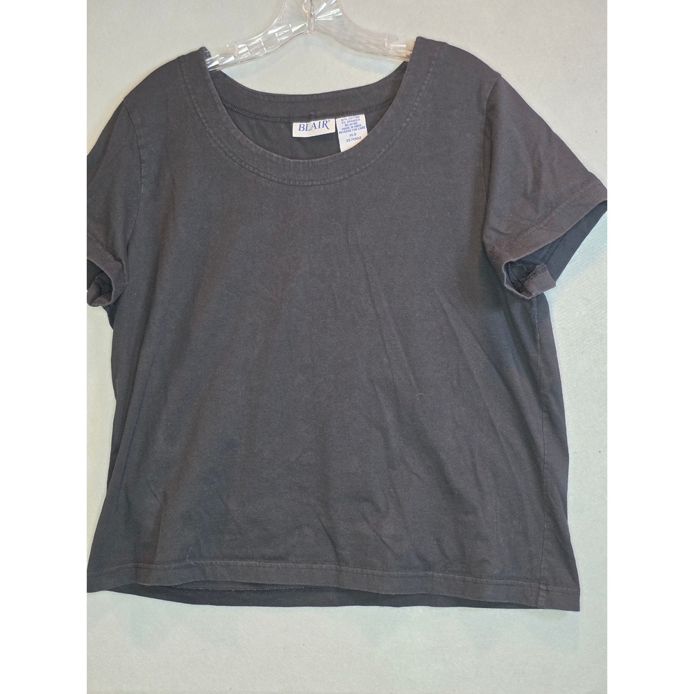 Blair Womens XLG Black Scoop Neck Short Sleeve Cotton Blend T-Shirt 3571902
